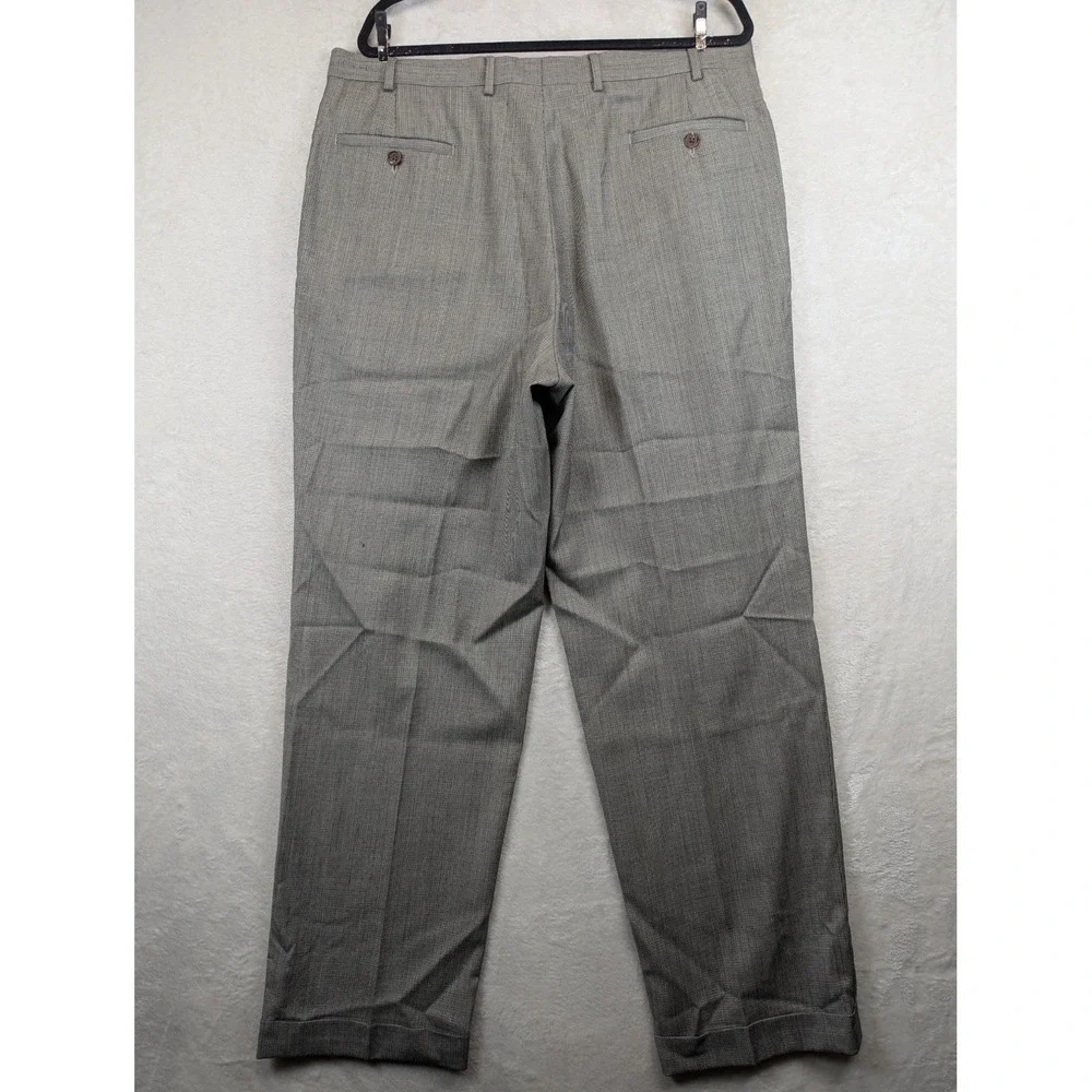 Lauren Ralph Lauren Pants Mens 38x32 Gray Wool Pleated Cuffed Dress Trousers LRL